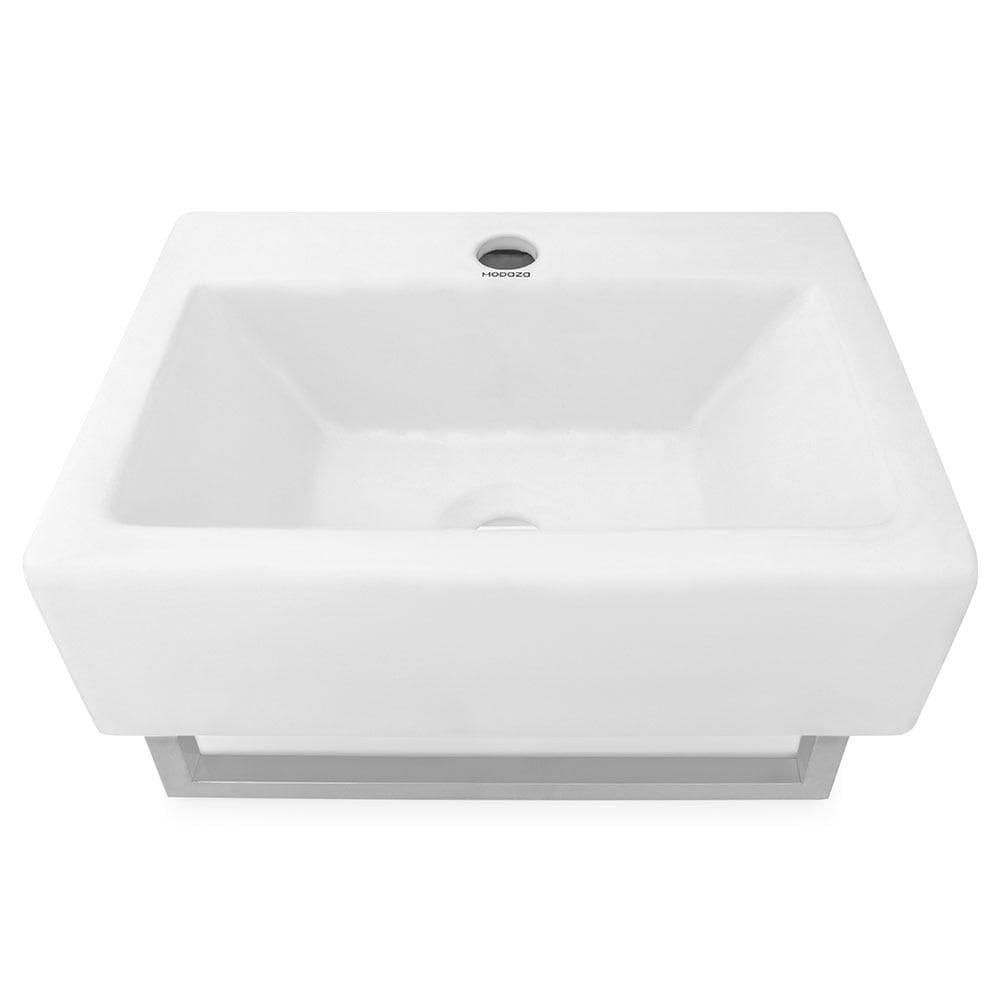 Cuba de Apoio Retangular Modaza Luna com Toalheiro, Branca