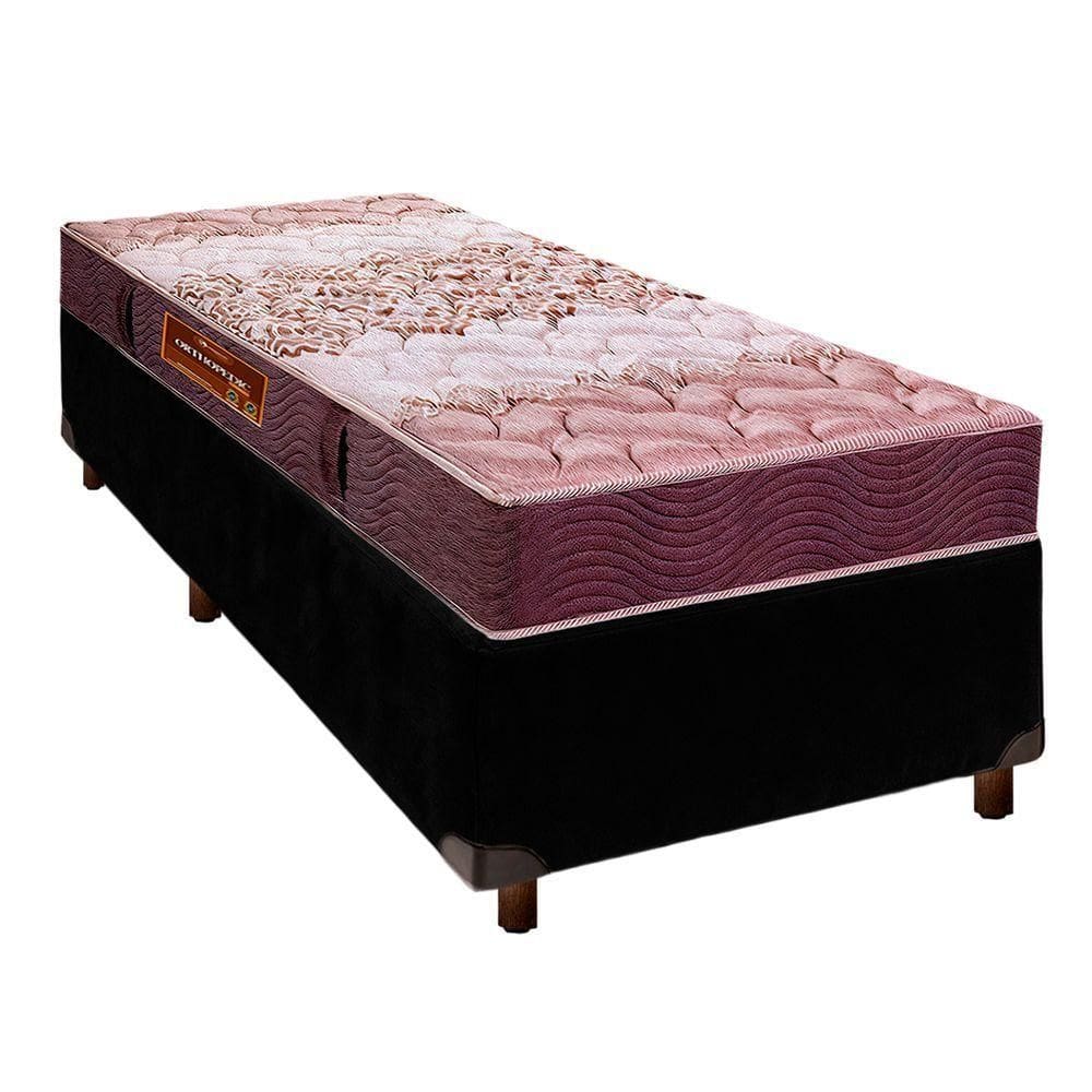 Cama Box Preto Solteiro + Colchão D26 Ortophedic Sankonfort