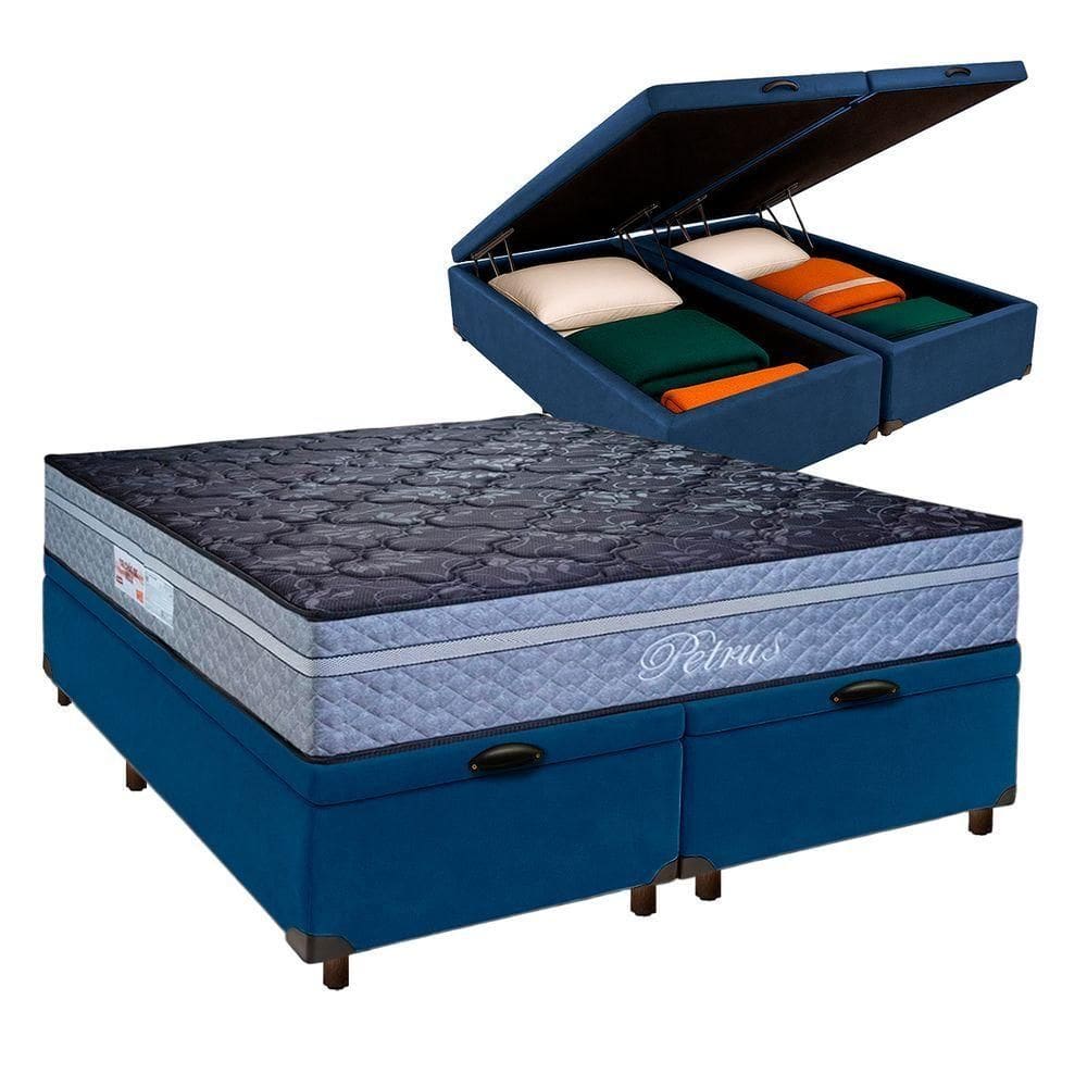 Colchão Queen Molas Ensacadas + Bau Blindado - Petrus Paropas