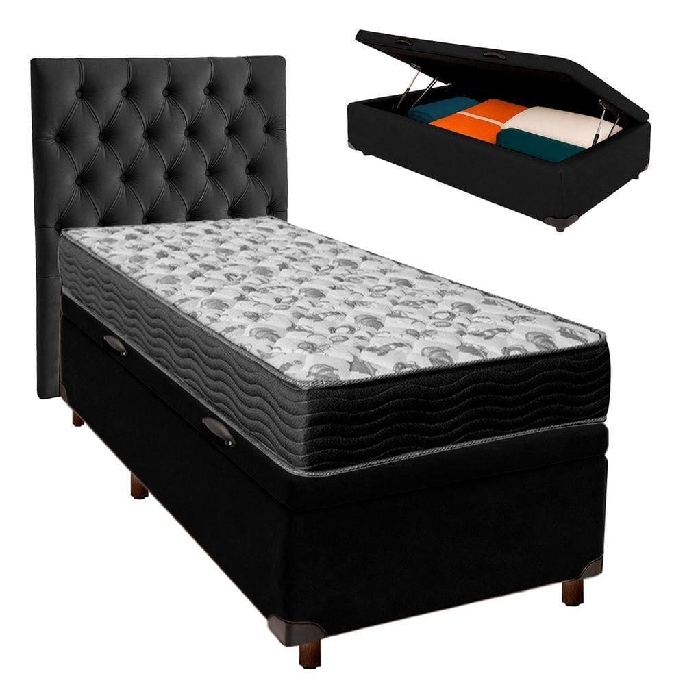 Kit Cama Box Bau + Cabeceira + Colchão Solteiro D33 - Iso100 - Ortobom