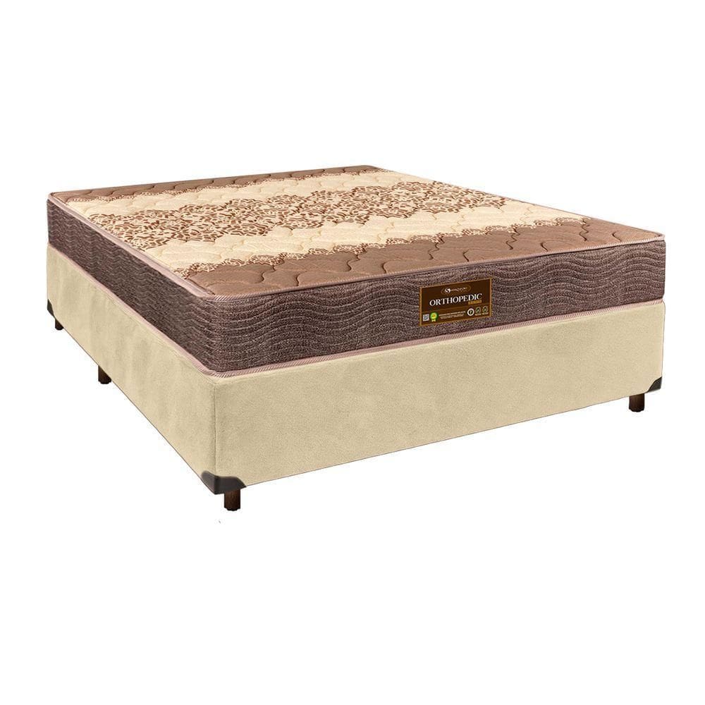 Conjunto Cama Box Perola Casal + Colchão D26 Ortophedic Sankonfort