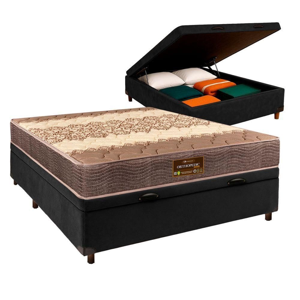 Cama Box Bau + Colchão Casal D26 Ortophedic Sankonfort