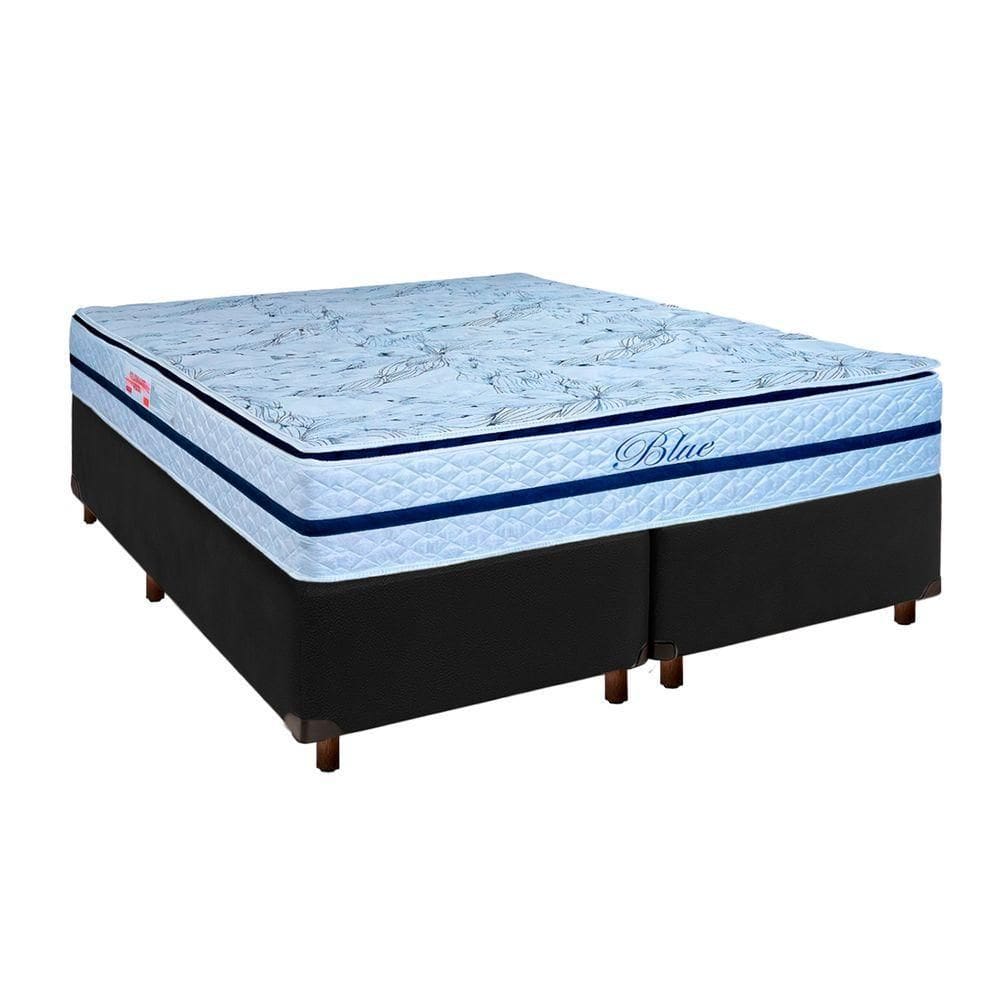 Cama Box + Colchão Queen Molas Ensacadas Blue Paropas
