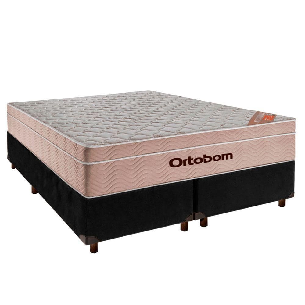 Cama + Box Blindado E Colchão Molas Ensacadas Casal - Airtech Ortobom