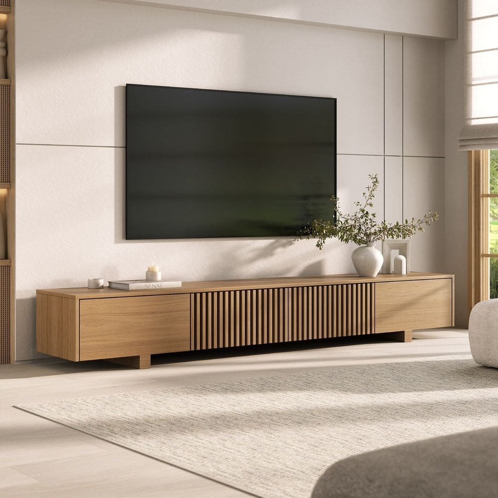 Rack para Tv até 75 Polegadas Portas Ripadas 210cm Aruá Cabecasa Madeiramadeira Jatoba