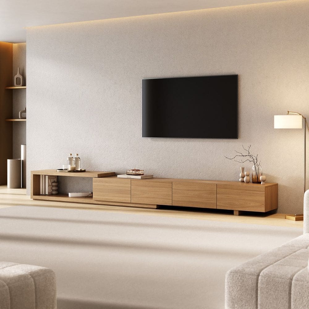 Rack para Tv até 75 Polegadas Extensível de 214cm a 304cm Aruá Cabecasa Madeiramadeira Jatoba