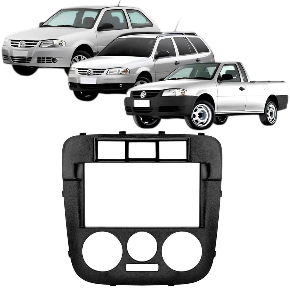 Moldura 2 Din Gol G4 Parati Saveiro 2006 à 2009 3 Botões Preta Painel Multimidia Som Expex Epx 077