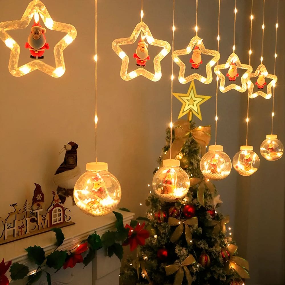 Cordão LED 3m Pisca Pisca Estrelas Globo Branco Quente 110v