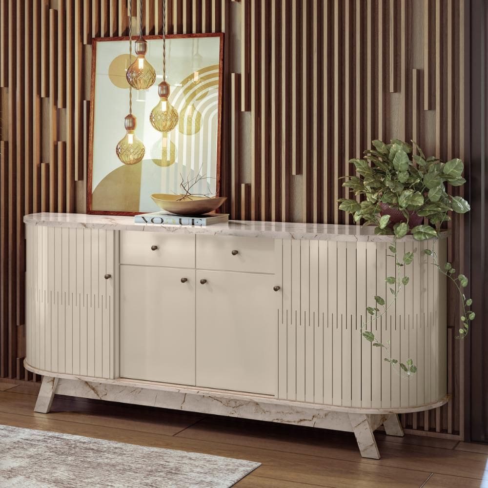 Buffet Mônaco com Portas Calacata/Off-White