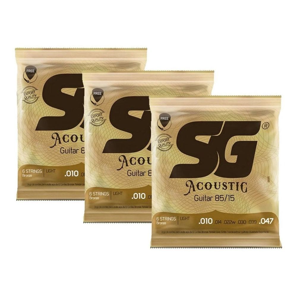 Kit 3 Encordoamentos Violão Aço Sg Bronze 010 Código 6685
