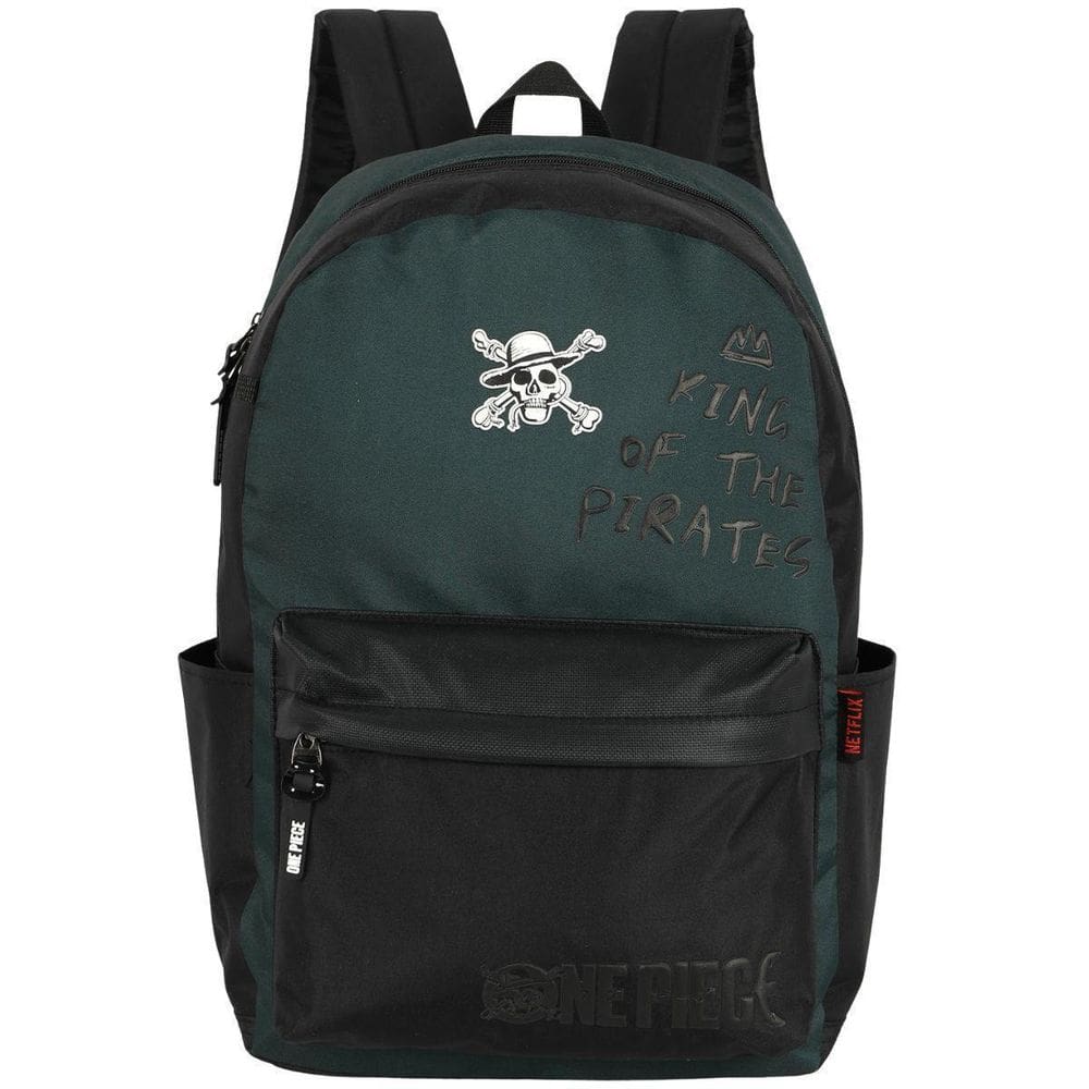 Mochila Costas One Piece Juvenil 18`` Meninos Escolar Verde
