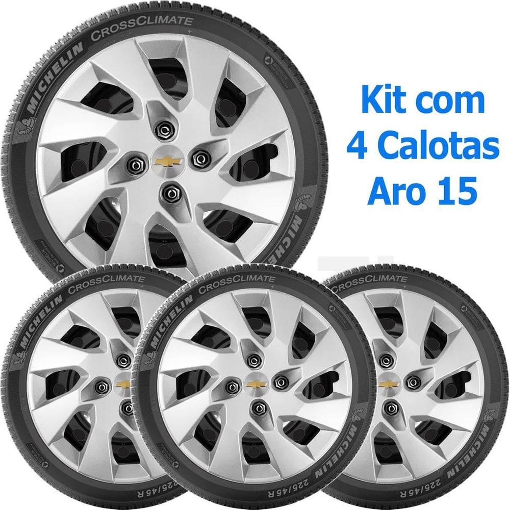 4X Calota Gm Onix Prisma Corsa Aro 15 Com Emblema 195Cp