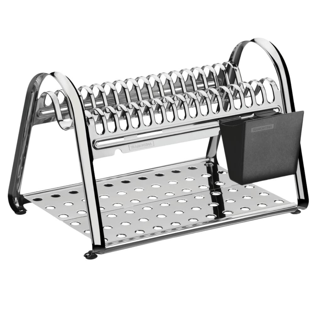 Escorredor Tramontina Plurale Aço Inox Preto Porta Talheres Resistente