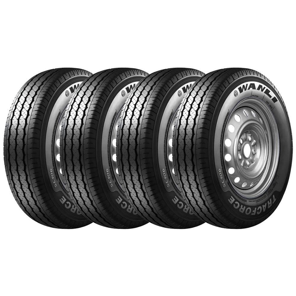 Pneu Wanli SL106 195R14C Aro 14C 106/104R 8 Lonas Kit4