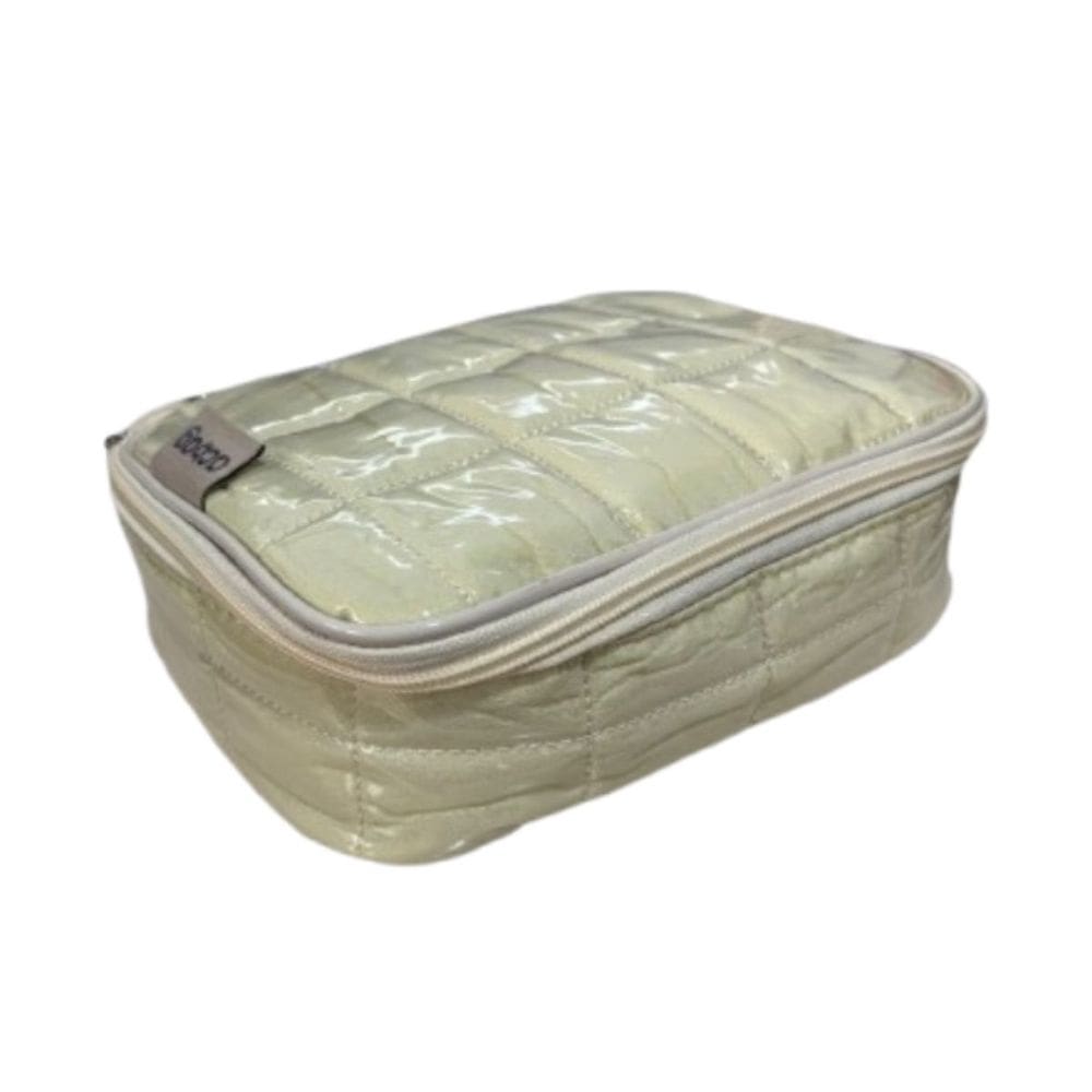 Estojo Escolar Grande Bege Marfim Acolchoado 36 Lápis Canetas Marcadores Maquiagem Organizador Aulas