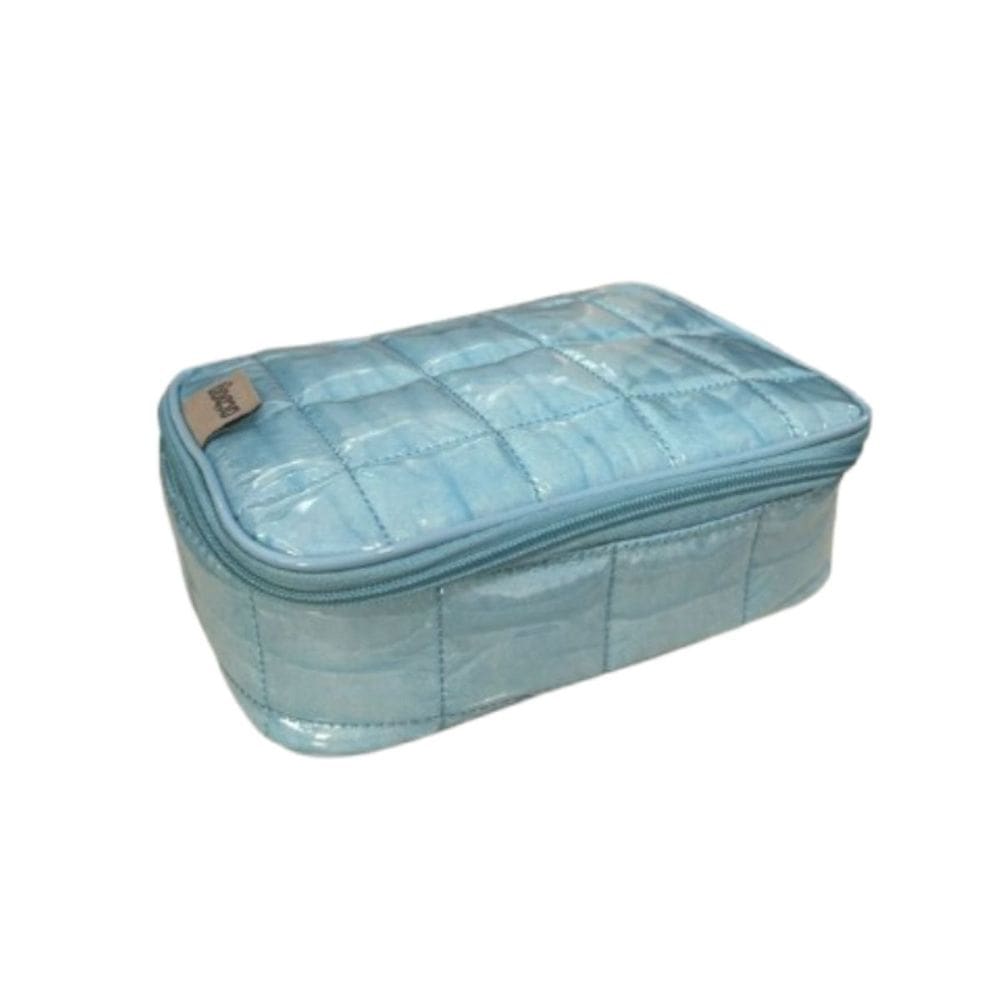 Estojo Escolar Grande Azul Acolchoado 36 Lápis Canetas Marcadores Maquiagem Organizador Volta Aulas