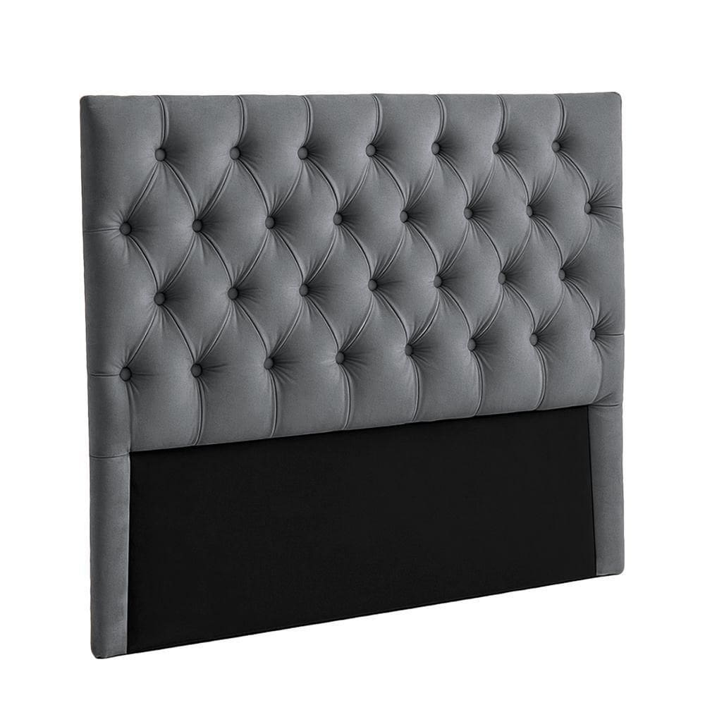 Cabeceira Estofada Queen Luna Nature Veludo Grafite 158x136