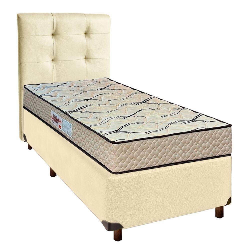 Cama Box + Colchão Solteiro D33 Maxsono Paropas + Cabeceira Estofada