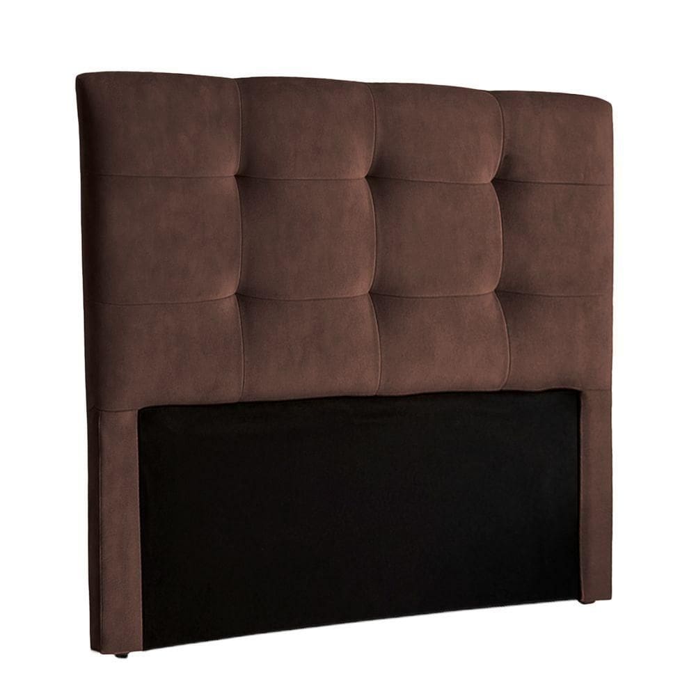 Cabeceira Estofada Queen Alice Nature Veludo Cafe 158x136