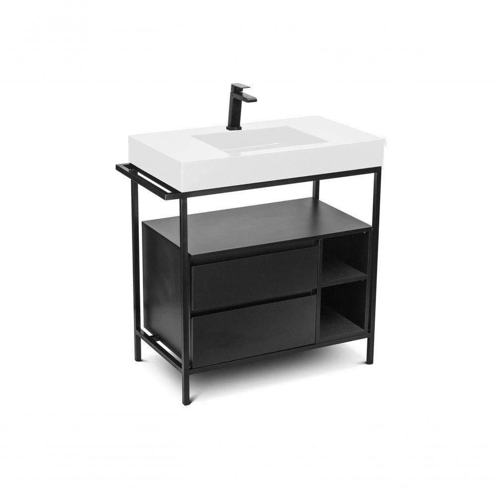 Gabinete Banheiro Ferro Steel Wood 80x45cm Branco Fosco