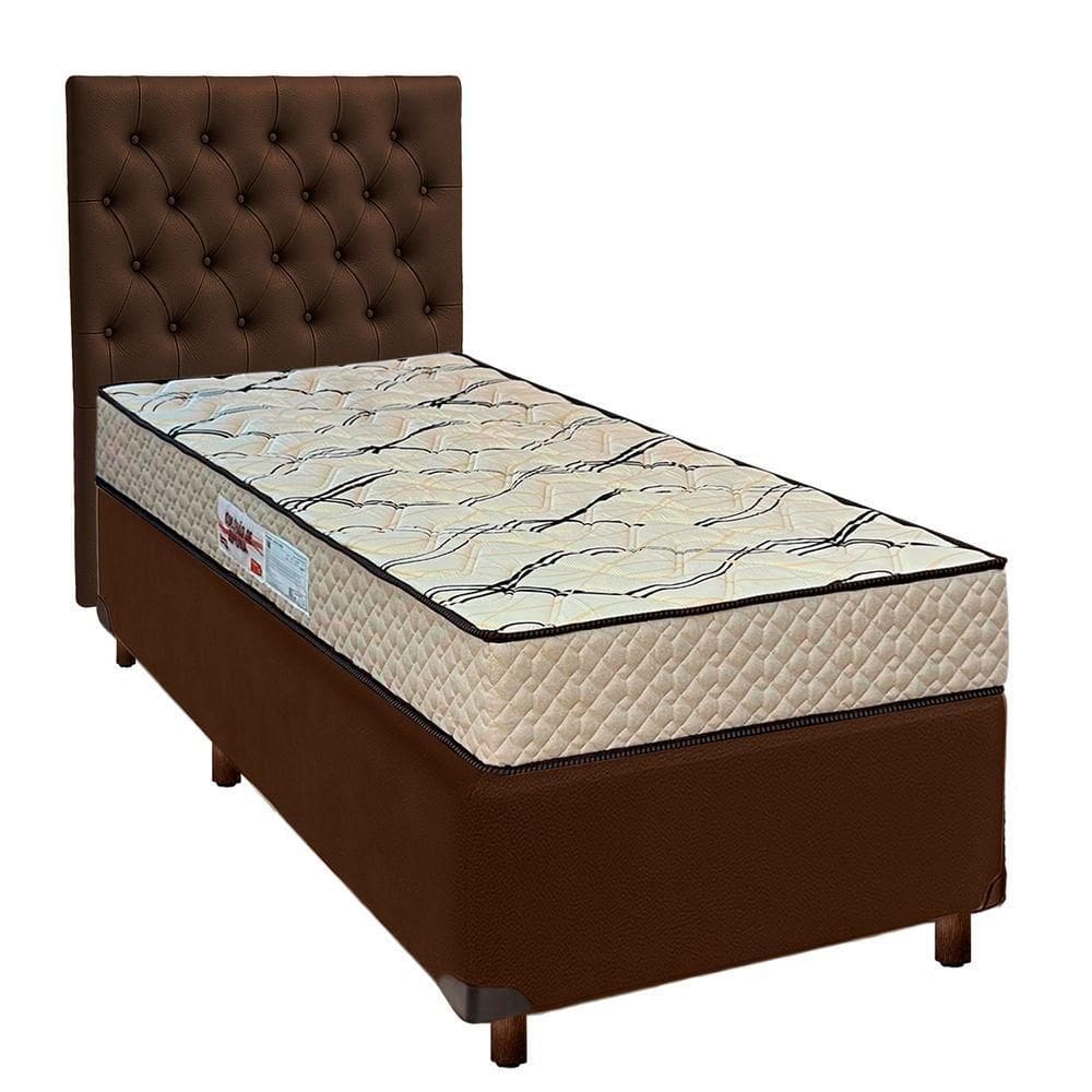 Cama Box + Colchão Solteiro D33 Maxsono Paropas + Cabeceira Estofada