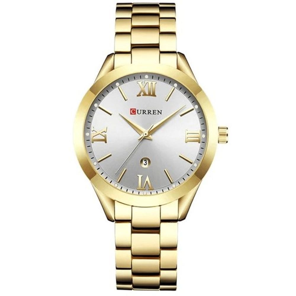 Relógio Feminino Curren 9007 Dourado/Prata Aço