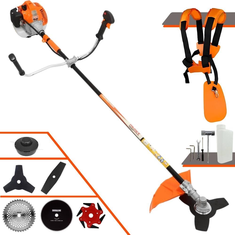 Máquina de Corta Grama Vulcan VR520H À Gasolina 2T 52cc 2,5HP 10.000rpm Multifunções Profissional Completa Com Carretel de Nylon + 5 Lâminas de Corte
