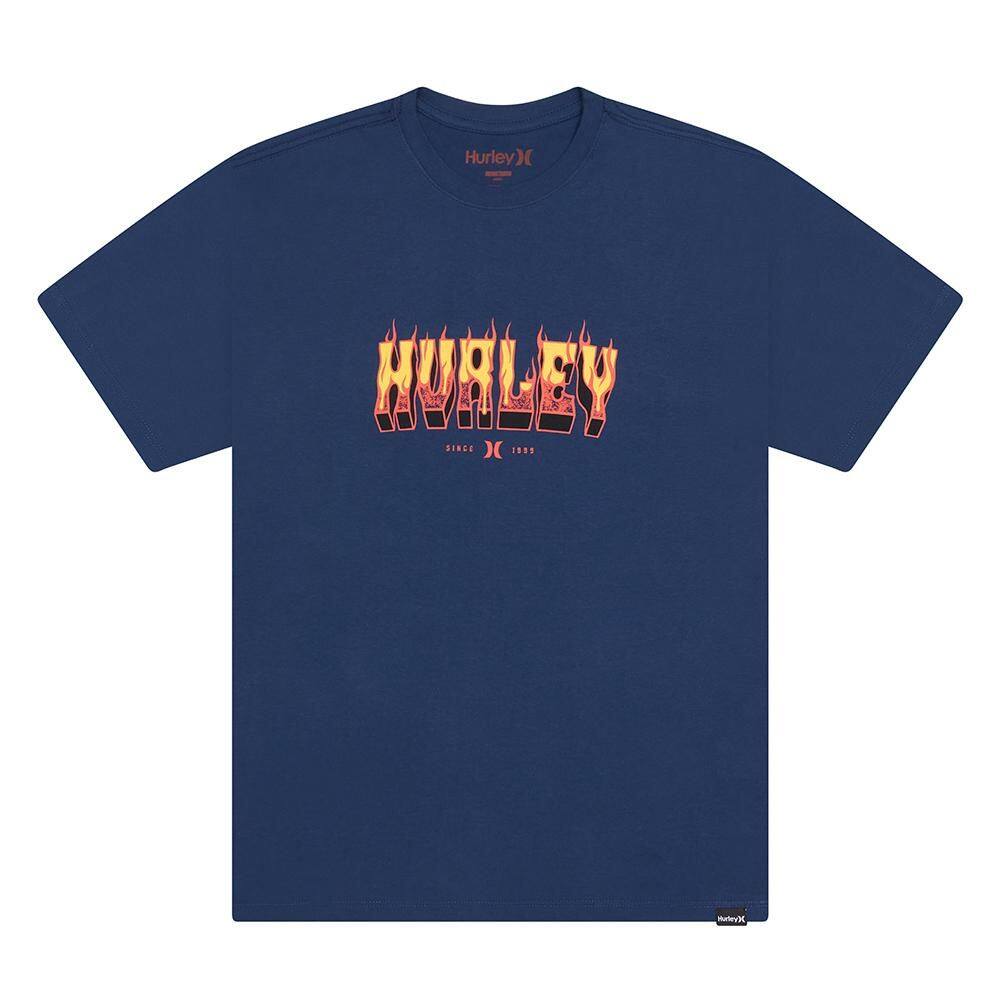 Camiseta Hurley Flame Oversize SM26 Masculina Marinho