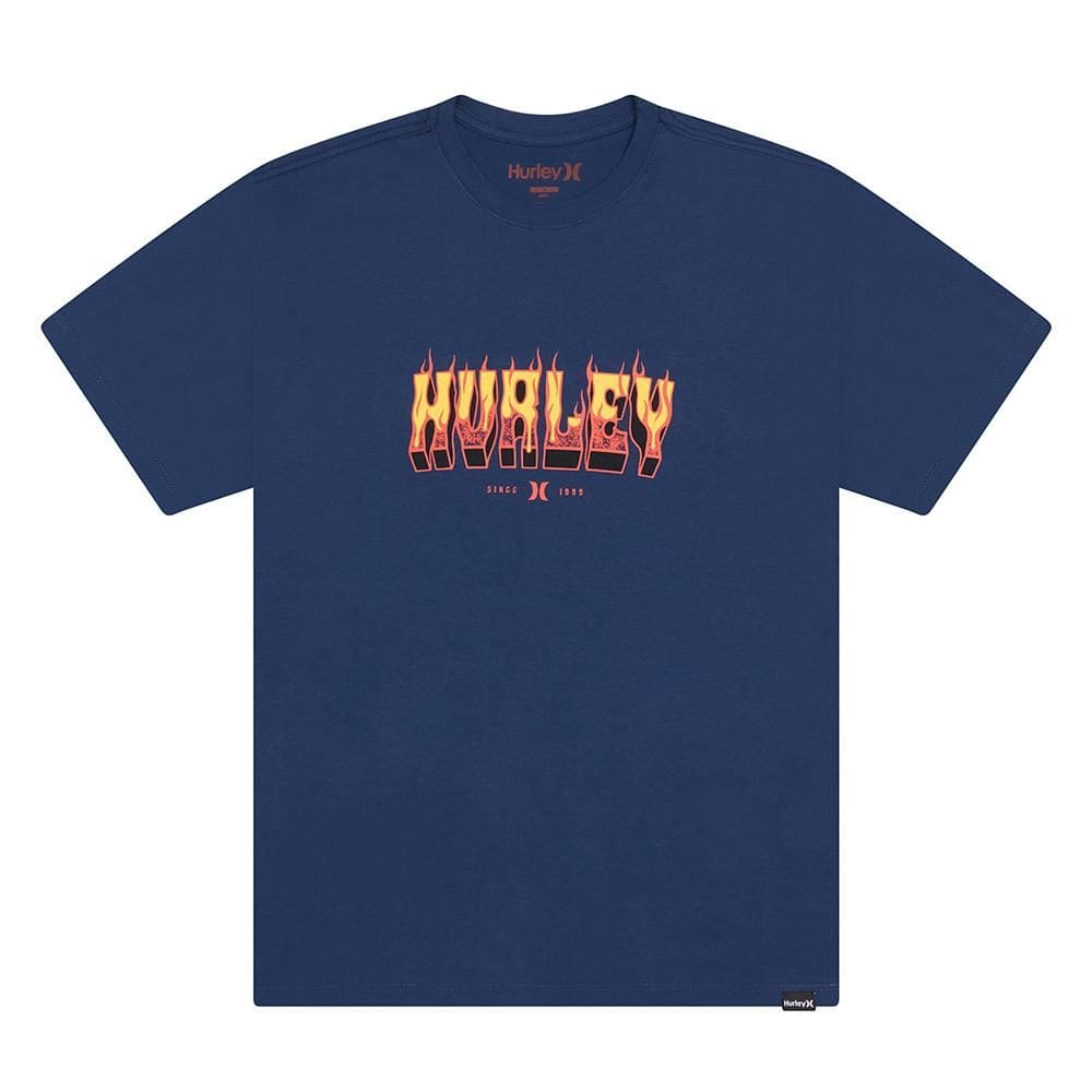 Camiseta Hurley Flame Oversize SM26 Masculina Marinho