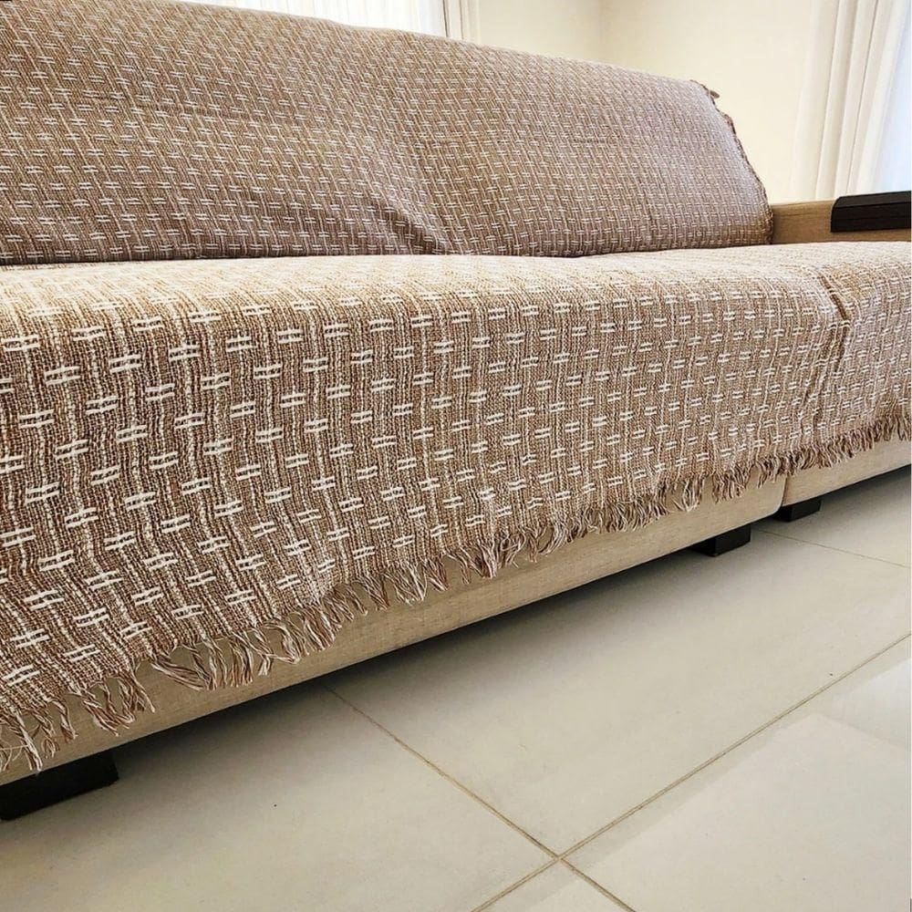 Manta Grande Para Sofá Cama 2 E 3 Lugares 2,50x1,80cm Capa De Sofa Gigante 100% Algodão Na  Bege Mesclado-br