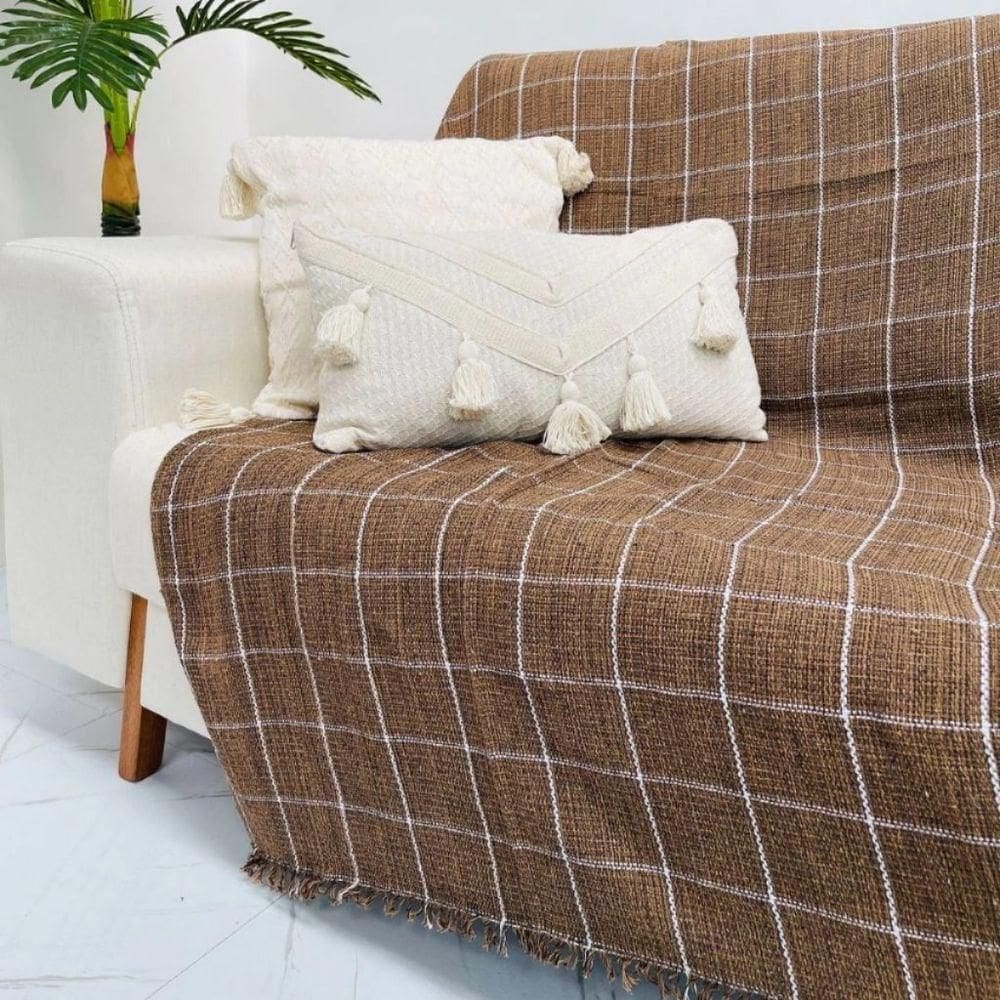 Manta Para Sofá Grande Gigante 2 E 3 Lugares 2,40x1,80 Decorativa Tecido Macio Sofa Cama Na  Marrom-mesclado