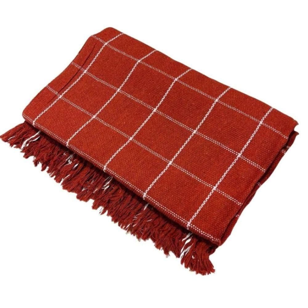 Manta Grande Para Sofá E Cama Xadrez 2,40x1,80 Capa Protetora De Sofa 2 E 3 Lugares Gigante Terracota