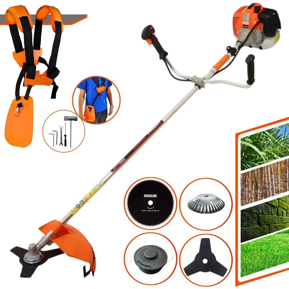 Roçadeira Máquina de Corta Grama À Gasolina VR620H 2T 62cc 3HP Alta Rotação Com Carretel e Lâmina 3 Pontas + EXTRA Lâmina 80 Dentes e Escova de Aço