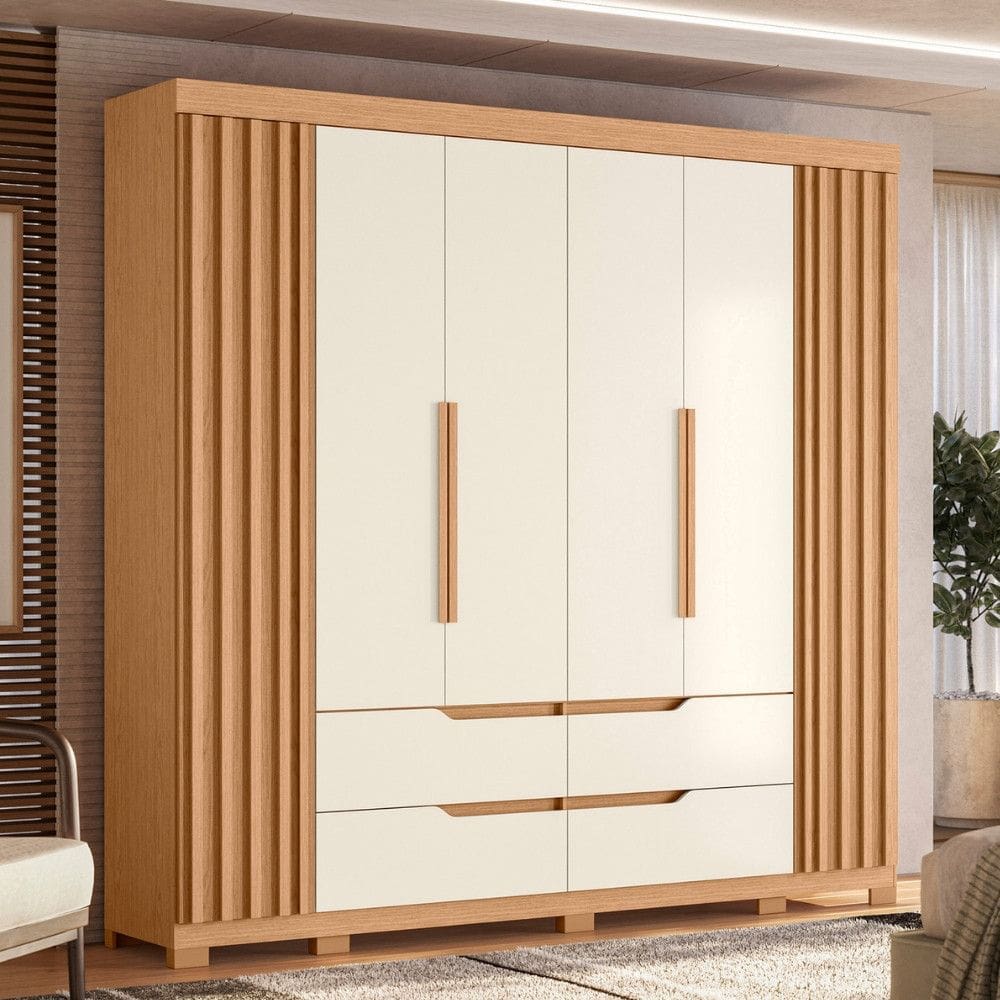 Guarda Roupa Casal Ripado com Pés 6 Portas 4 Gavetas Doble Albatroz