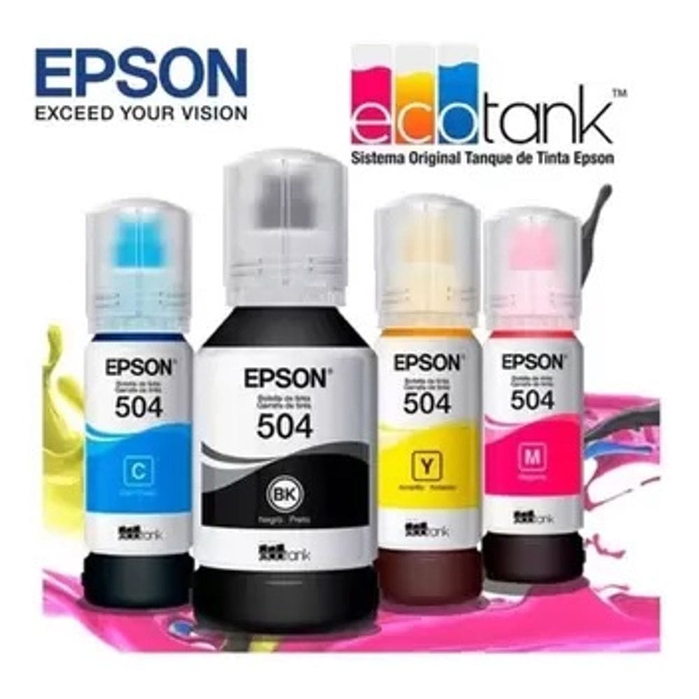 Kit 4 Refil  de Tinta Genuína Epson L4260 T504 para impressora L4150 L4160 L6161 L6191 L6171 L6270 12/2027
