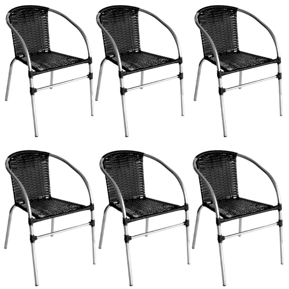 Kit 6 Cadeiras Pool Aluminio Fibra Sintetica Gourmet Acesse Moveis