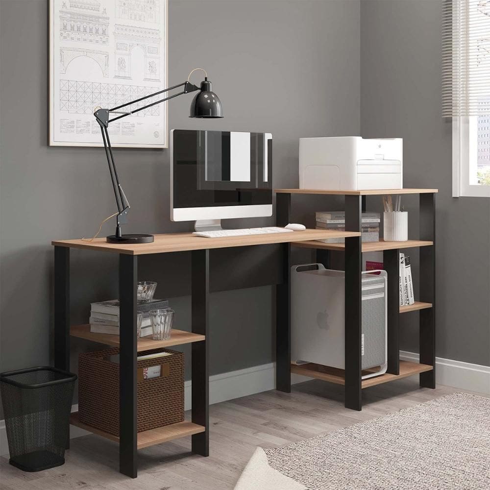 Mesa Office Londres Montana com Prateleiras para Objetos