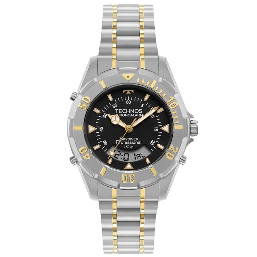 Relógio Technos Masculino Ref: Wt2050agn/1p Skydiver Anadigi Bicolor