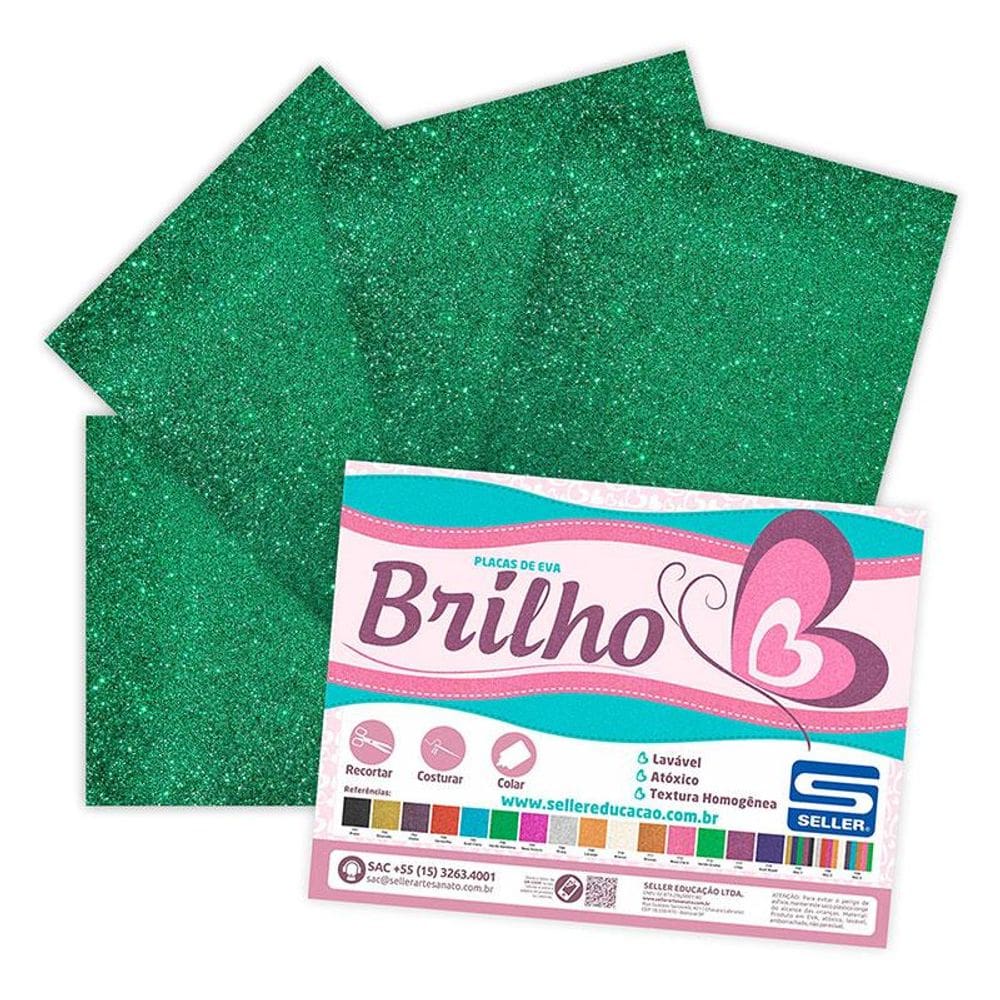 Placa EVA 40x60cm glitter Verde Bandeira 5 folhas - Seller