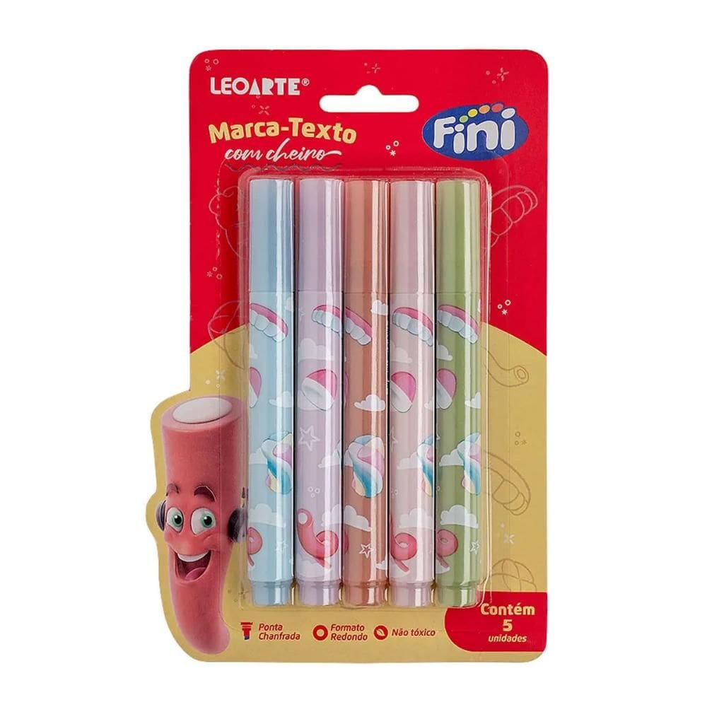 Pincel marca texto com aroma Fini 5 cores - Leonora