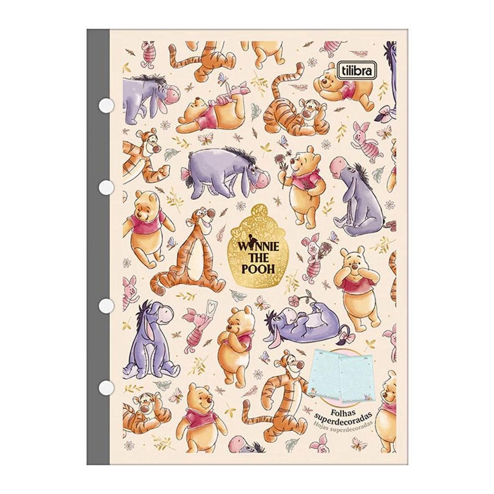 Bloco para fichário colegial Pooh 4 furos 80 fls - Tilibra