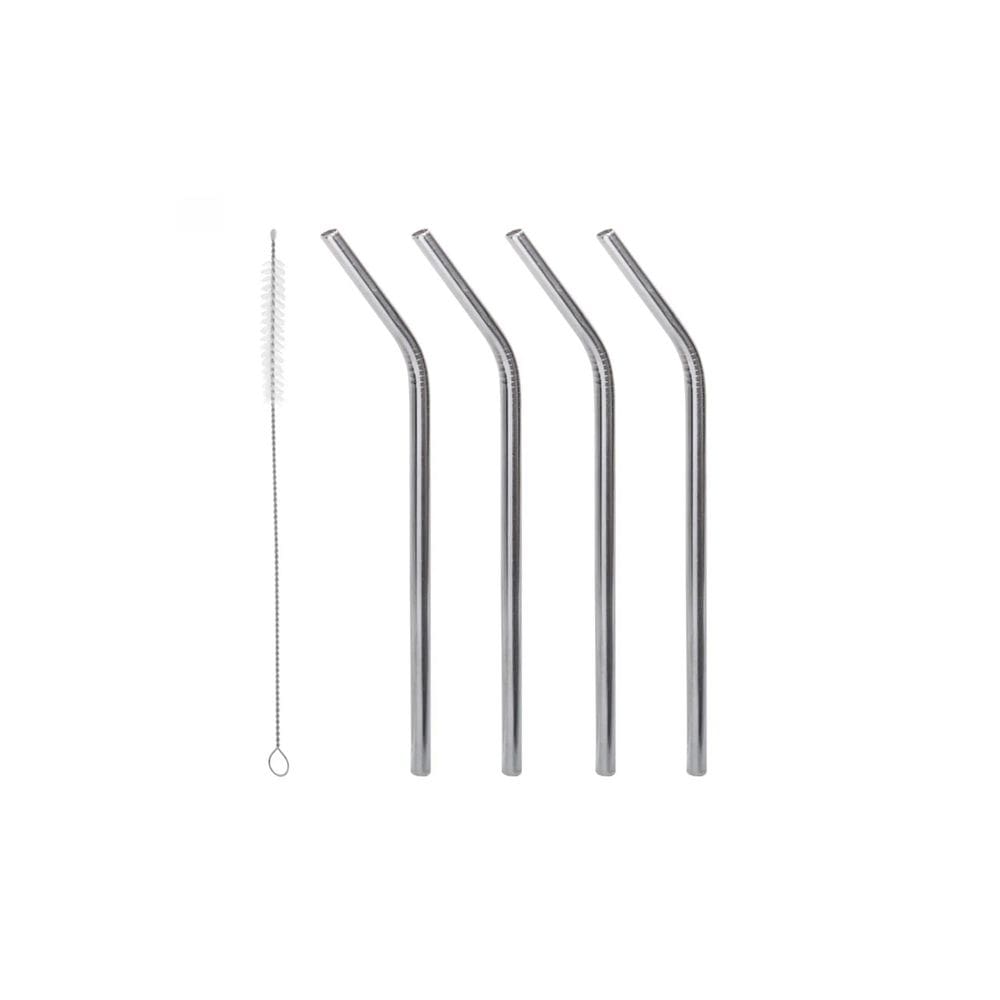 Canudo de Inox Curvo Reutilizavel Escovinha Limpeza Jogo 5un