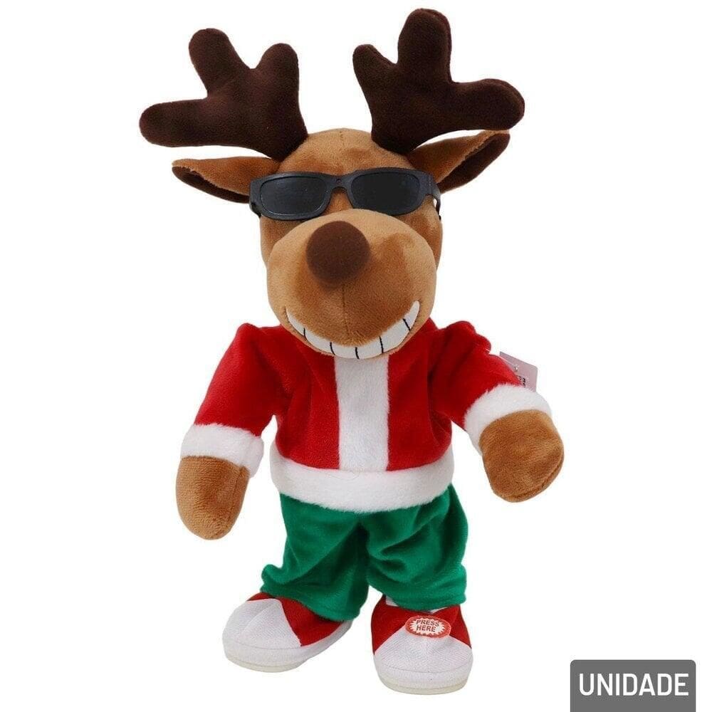 Enfeite Mecanizado Musical/ Movimento Rena Natalin - Tudo em Caixa