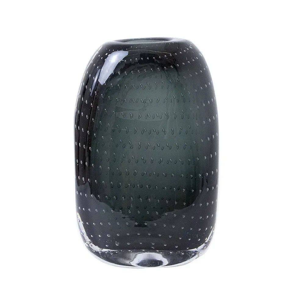 Vaso Decorativo de Vidro Bolhas Preto 23,5cm ROD0003 BTC