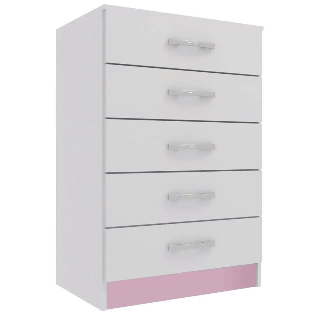 Cômoda Maxi com 5 Gavetas Evidência Móveis Cor Rosa