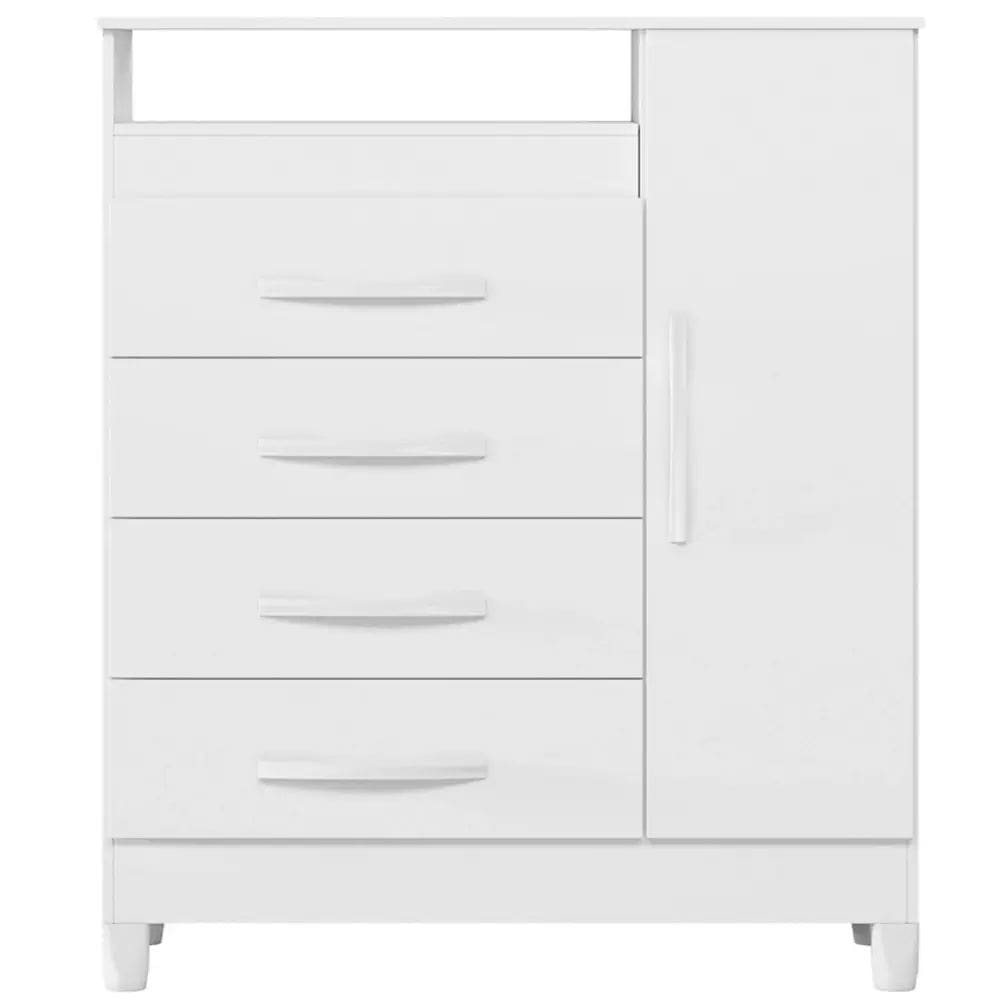 Cômoda Turquesa 1 Porta 4 Gavetas Albatroz Cor Branco