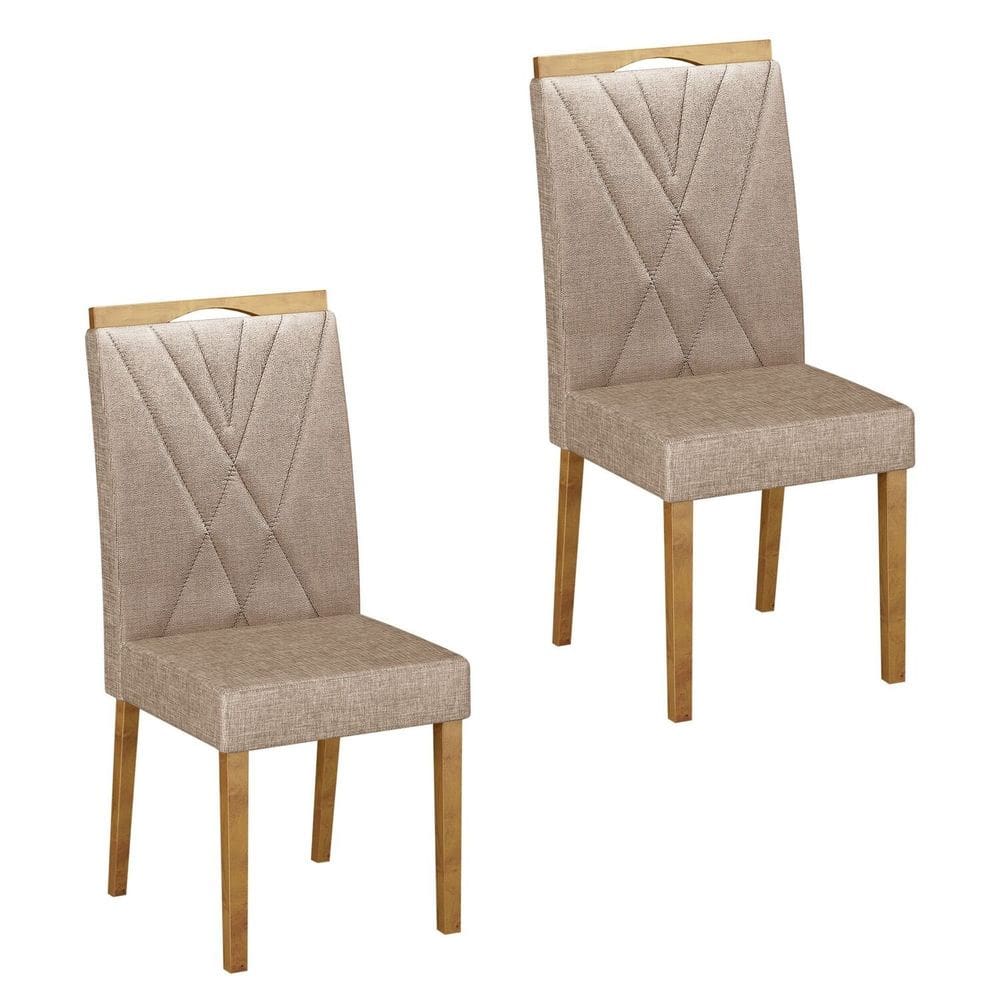Conjunto 2 Cadeiras para Sala de Jantar Lara Cinamomo/Bege