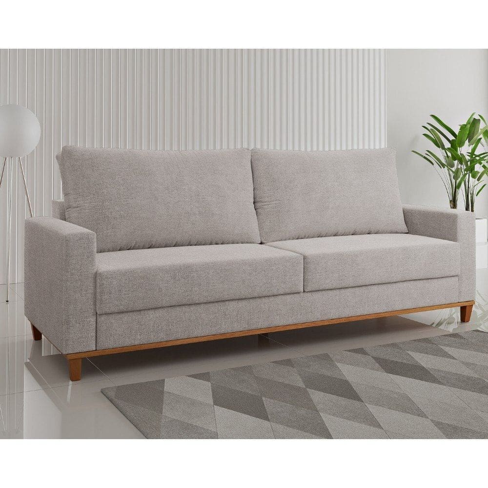 Sofá Fixo Living 2 Almofadas Soltas 4 Lugares 220cm Ares Giz