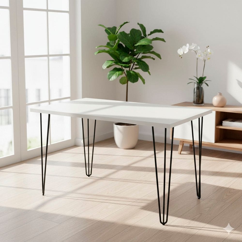 Mesa Industrial 128cm X 75cm Hairpin Legs Branco TX