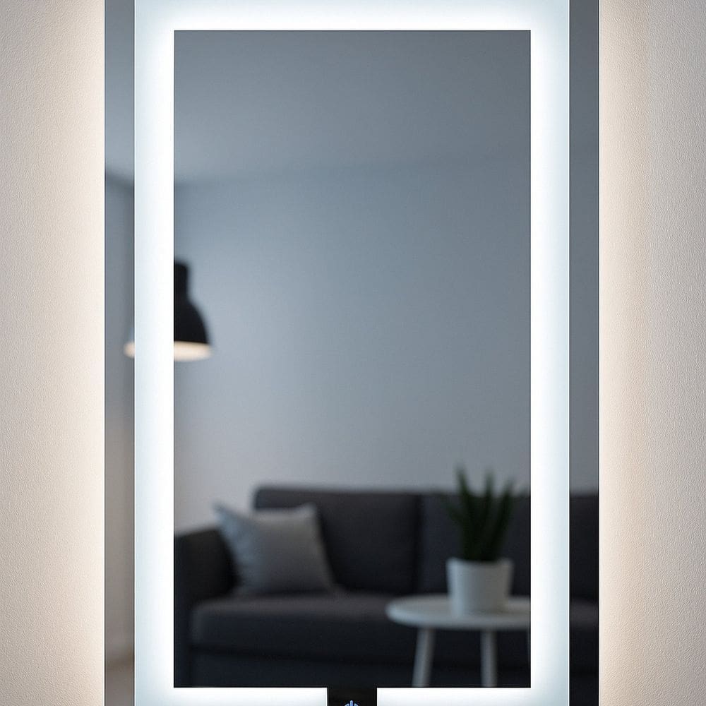 Espelho Retangular 70cm X 50cm Iluminado Touch Screen Led 3 Cores Reduna espelho lapidado